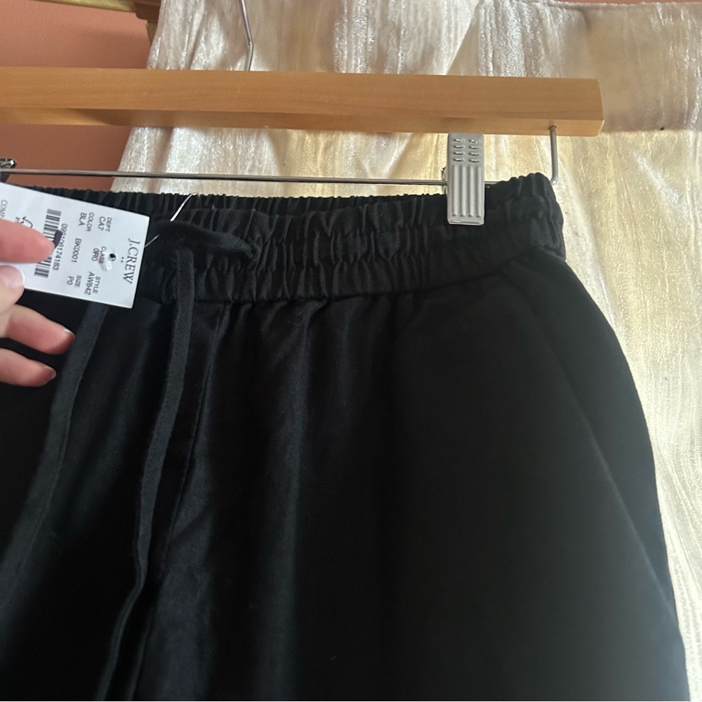 J. Crew Linen Cotton Blend Drawstring Pants Black Pull‎ On NWT Size 0 Petite - Picture 3 of 10